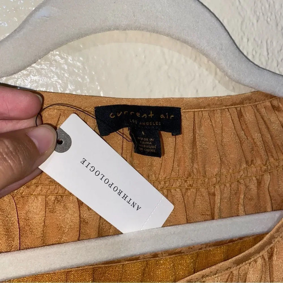 Anthropologie Current Air Floral Print Mustard Top - Picture 3 of 4